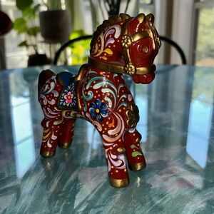 Ceramic Handcrafted Floral Pucara Horse Peru